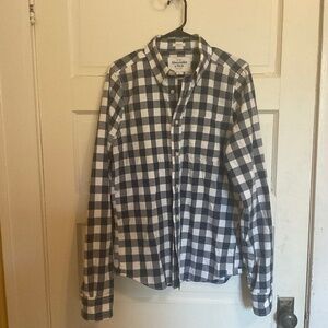 Abercrombie & Fitch Mens Large Muscle Fit Plaid Button Down Shirt Navy